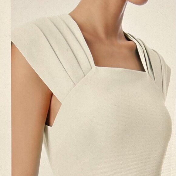 Alice and Olivia Womens Kiro Ivory Pleated Square Neck Sheath Dress 14 - Picture 10 of 10